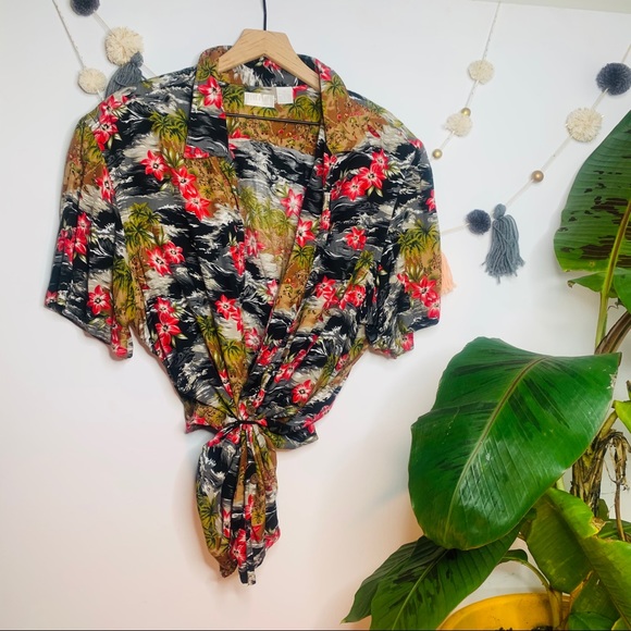 VINTAGE y2k oversized Hawaiian button up popover - Picture 6 of 13